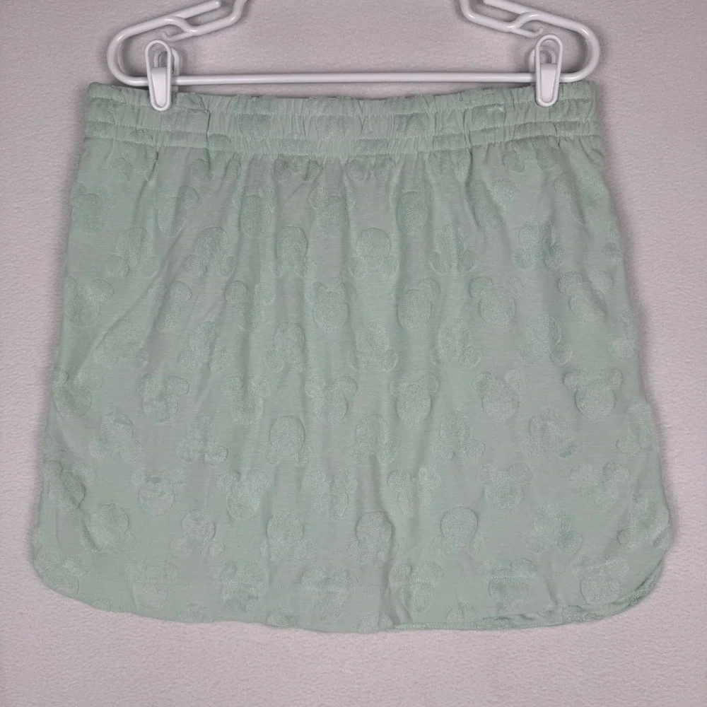 NEW Disney Mickey Mouse Womens M Mint Green Embossed Terry Cloth Skort - Picture 2 of 10